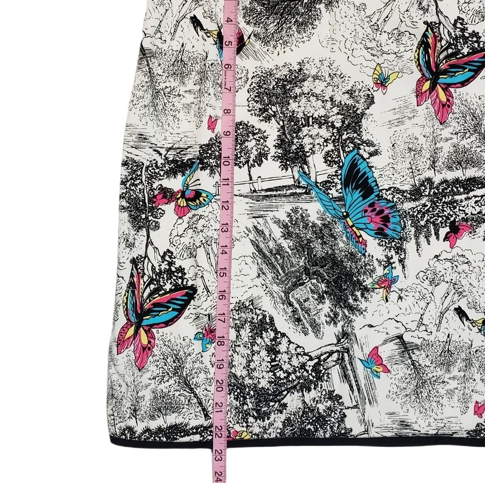 City Silk Stretch Pencil Mini Skirt Size 12 Colorful Butterfly Tree Print Cotton - Picture 9 of 11